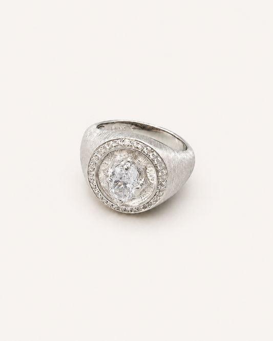 The Silver Halo Signet Ring